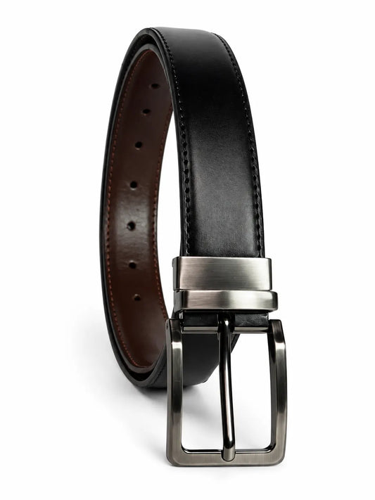 2 in 1 Black and Brown Reversible Men Leaher Belt