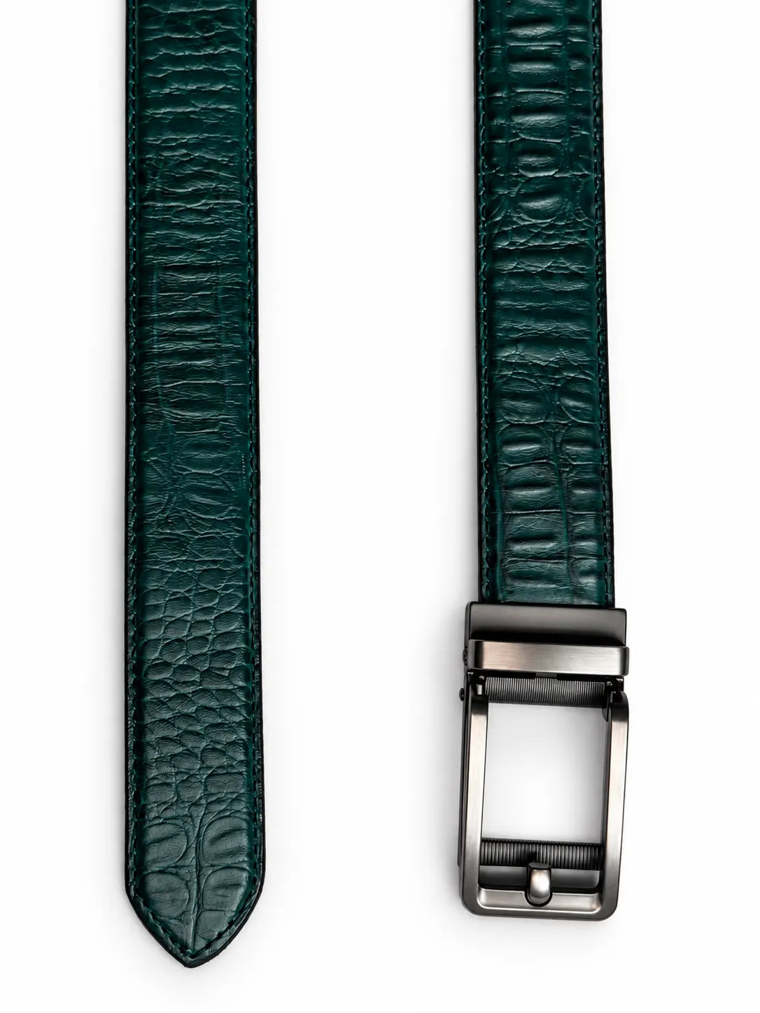 Jade Green Men Crocodile Auto Lock Leather Belt