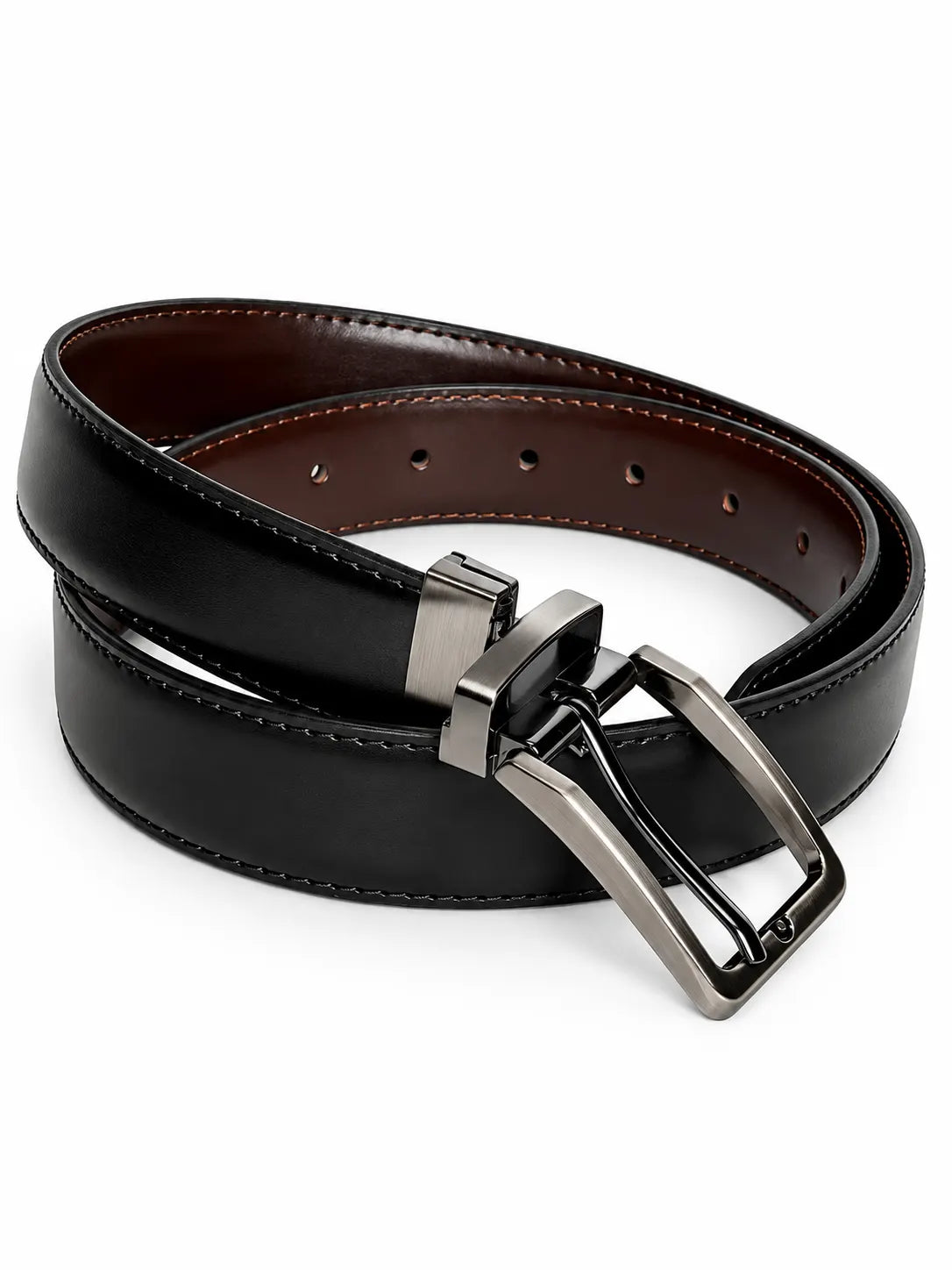 2 in 1 Black and Brown Reversible Men Leaher Belt