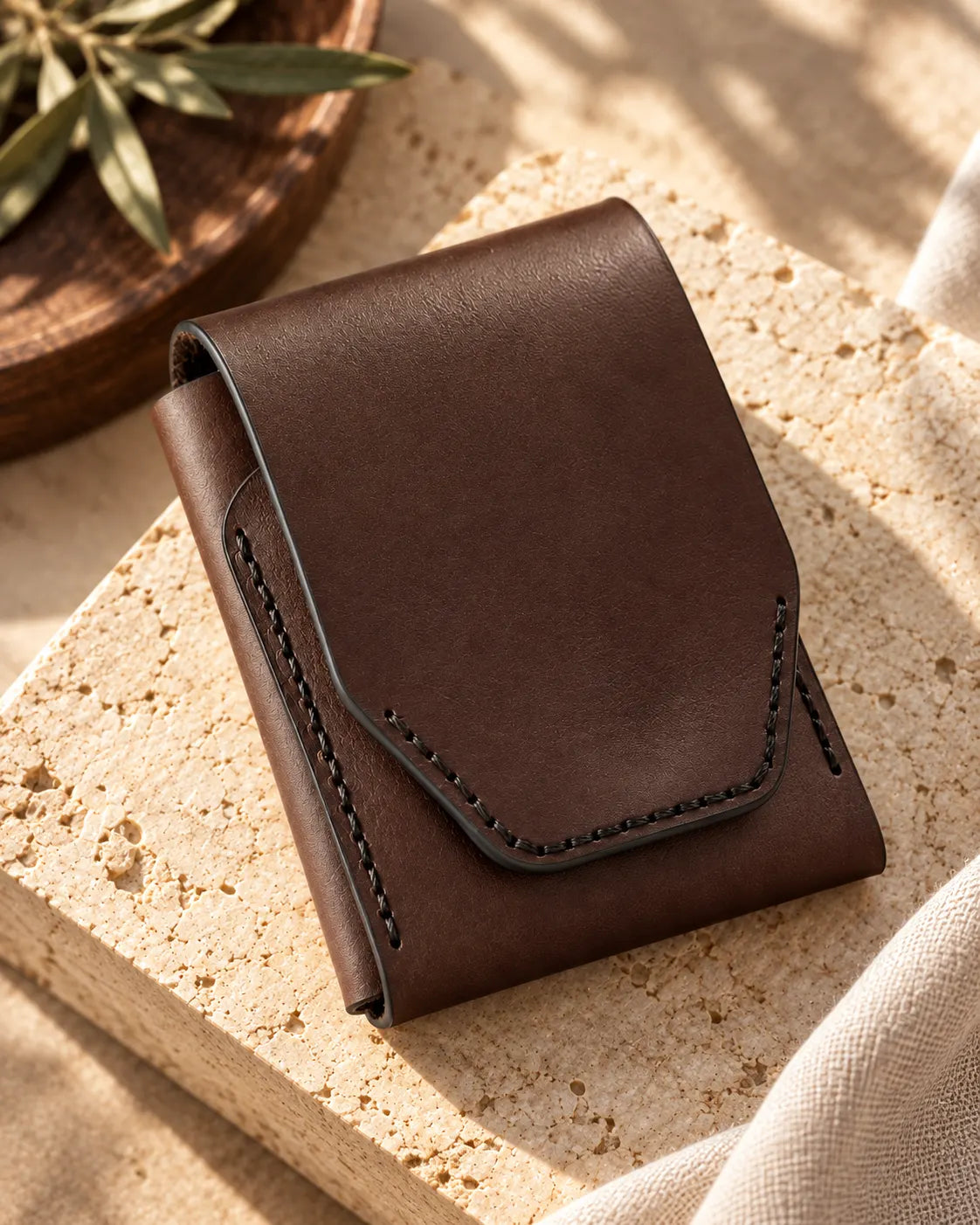 Minimalist Chocolate brown Handmade Leather wallet