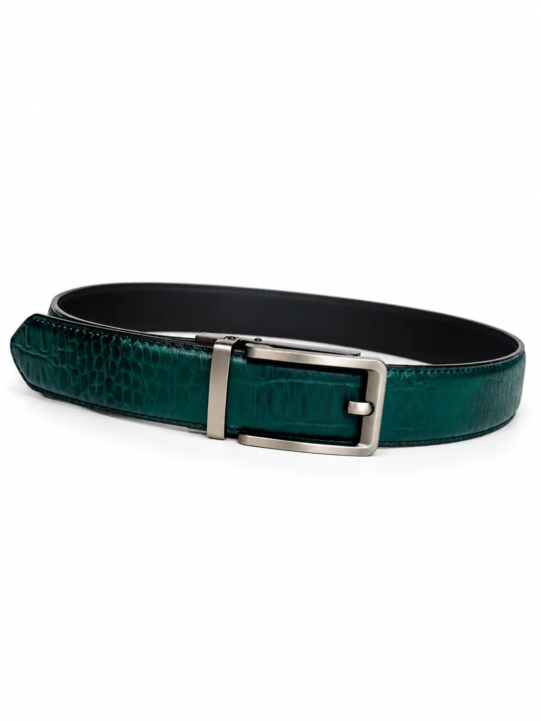 Jade Green Men Crocodile Auto Lock Leather Belt