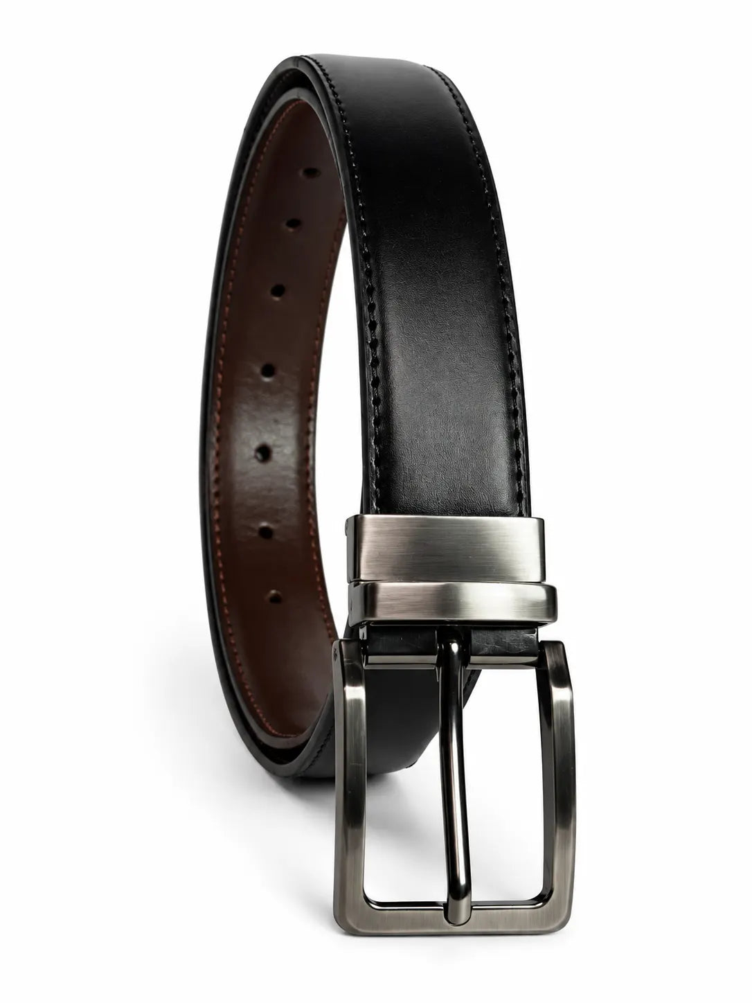 2 in 1 Black and Brown Reversible Men Leaher Belt