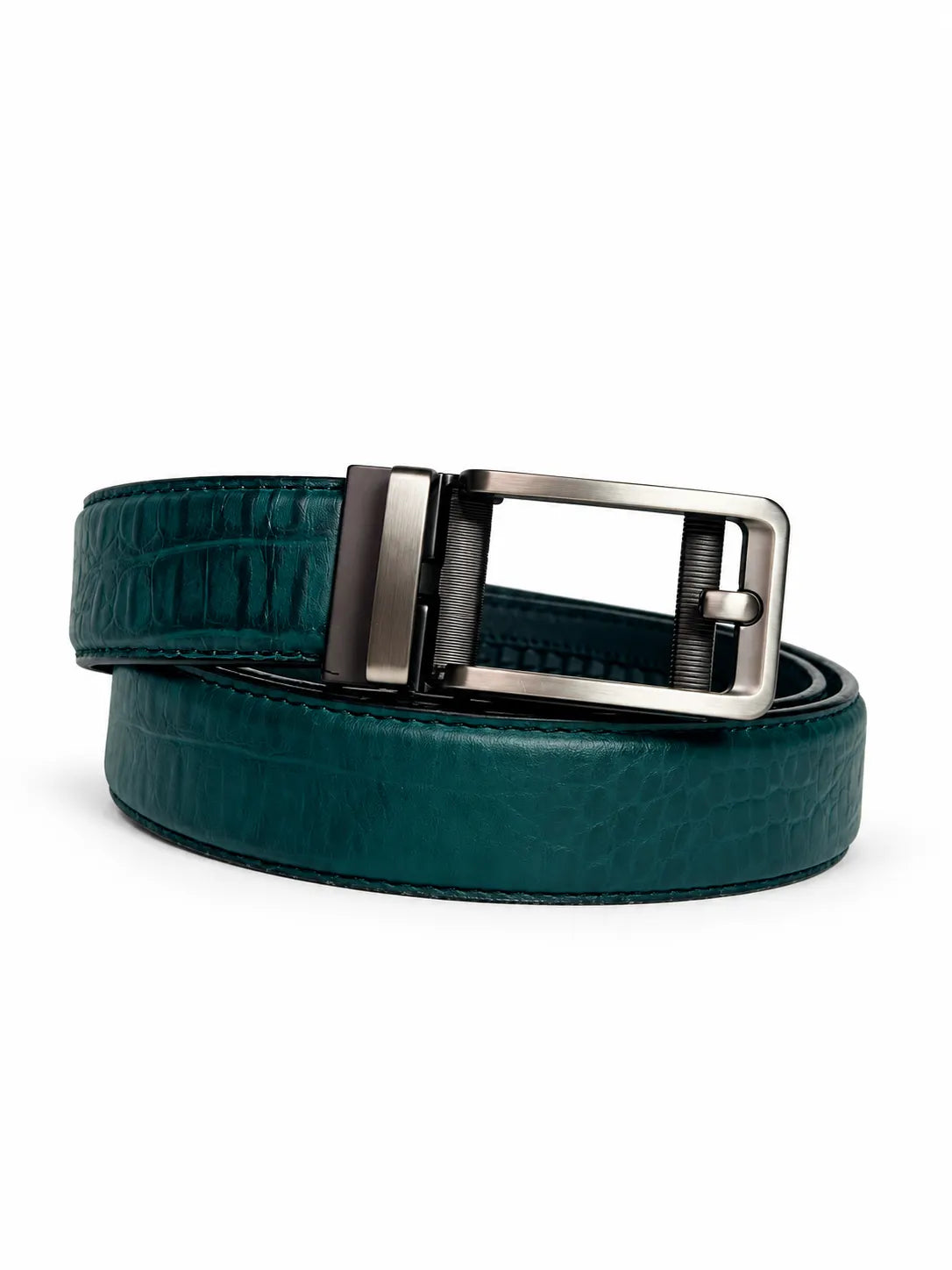 Jade Green Men Crocodile Auto Lock Leather Belt