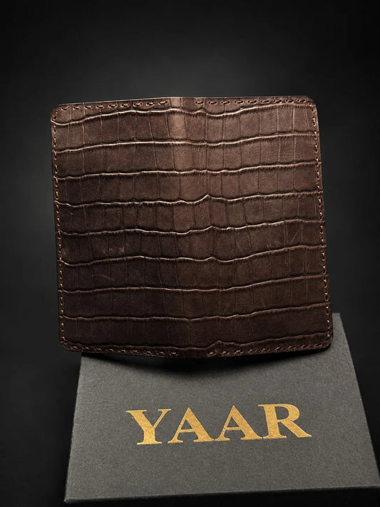 NO.79 Vertical Crocodile Charcole Leather Wallet